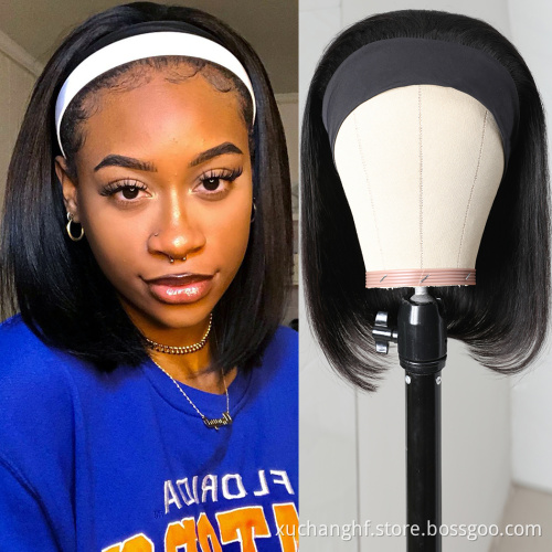 Wholesale Raw Indian Virgin Remy Cuticle Aligned Kinky Curly Hair Glueless None Lace Wigs Headband Wig